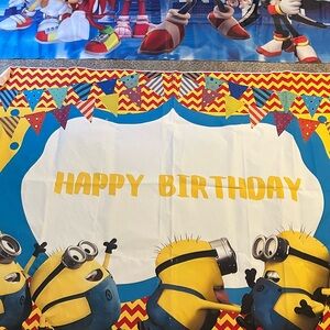 Minions Happy Birthday Party Backdrop and Supplies